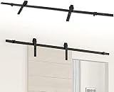 200cm Herraje para Puertas Correderas Kit, Riel Puerta Corredera de Granero Guía Guiacorredera Puerta, Sistema de Puertas Correderas con Riel Colgante, para Puerta de Madera Bypass Gabinetes de Pared