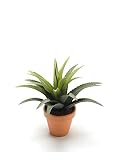 artplants.de Agave Artificial Seda en Maceta de Terracota, Verde, 25cm, Ø25cm - Pitera Artificial - Pita sintética