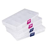Cajas Almacenaje Plastico 4 Piezas, Opret Ajustable Cajas Organizadoras Pequeña 15 Compartimentos, Caja Separadores Plastico