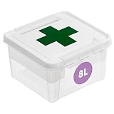 Hammarplast 3597110 Clipbox Smart Store Deco First Aid - Caja de plástico con Cierre de Clip con Bandeja compartimentada, 28 x 28 x 17 cm, 8 L