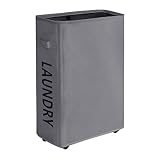 WOWLIVE Cesto para la Colada Plegable Cesta para Ropa Pequeña Cesta de Lavandería Delgada Canasta para Ropa Sucia Impermeabilización Contenedore para la Colada Estrecha con Ruedas - 44L,Gris