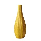 XuanMax Floreros de Cerámica Jarrón Decorativo Moderno Hecho a Mano Hogar Adornos de Decoración Ornamento para Sala Mesa Oficina - 7.5 * 21 cm - Amarillo