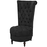 Butaca Orejera, Sillón para Salón Sillón Relax Silla con Brazos Sillón de Respaldo Alto de Tela Negro