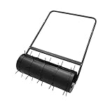 ADGO Rodillo de jardín con Pinchos de 80 x 28 cm de Alto para césped, Tambor de Acero de 49L, Kit de jardín, Relleno de Agua o Arena, Empuje, (Enviado en Dos Paquetes)