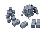 Kit Cajas con palets y escaleras, decoración Paisaje Juegos de Mesa, miniaturas de wargame, Impreso en 3D pintable