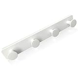 Kukicu Perchero de Pared Blanco con 4 Ganchos – Resistente y Montaje Fácil - Colgador Original para Recibidor Baño Dormitorio Cocina