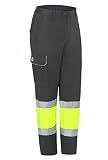 MONZA OBREROL Pantalón De Trabajo Reflectante Largo Combinado de Hombre Alta Visibilidad Profesional. Gris Talla 36-38. Ref: 4761
