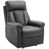 HOMCOM Sillón Relax Reclinable Tapizado en PU Butaca de Salón con Reposapiés Retráctil Respaldo Alto Resposabrazos y Asiento Acolchados Grueso 80x97x107 cm Negro