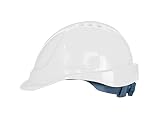 Casco de obra, Casco de protección, con cinta de sujeción, tamaño ajustable, EN397, Casco de Trabajo, Casco de Construcción (Blanco)
