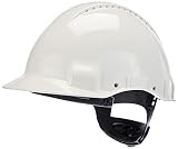 3M G3000 Casco de seguridad blanco con ventilación, arnés de ruleta y banda sudor de plástico (1 casco/caja)