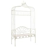Tidyard Banco Jardin Exterior Banco Madera Hierro Banco de Jardín Blanco Antiguo de Hierro Forjado 122 x 43 x 220 cm