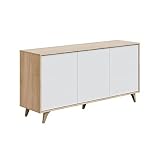 Mobelcenter – Mueble Aparador Kikua Plus – Aparador Moderno – Armario Auxiliar Comedor – Acabado Color Roble Canadian y Blanco Artik – Medidas: Ancho: 154 cm x Fondo: 40 cm x Alto: 75 cm - (1236)