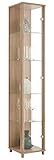 BR-Wohndesign Vitrina de cristal 172 x 32 x 33 cm en roble Sonoma con 4 estantes de cristal, perfecta para coleccionistas