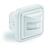 PS-TECH Detector de Movimiento para Caja de mecanismos empotrable Pared conexión a 2 y 3 Hilos, conmutador Manual ON/Off/Auto Sensor de Presencia Cobertura 180º 9 m a 1.1m. de Altura