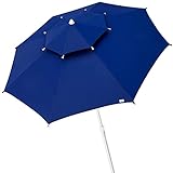 Aktive 53848 - Sombrilla para jardín, Sombrilla grande, Ø280 cm, diseño octogonal, mástil 28-32 cm, con techo de ventilación, protección UV35 , color azul, Aktive Beach