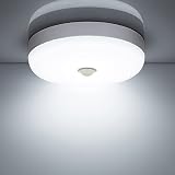 Combuh Plafones LED con Sensor de Movimiento，15w 1500LM 6500K Blanco Frío Redondo Lampara de Techo con Detector, Impermeabl IP56 Luz LED para Habitacion Balcón Pasillo Salon Cocina Baño Garaje