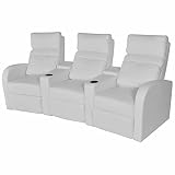 MOONAIRY Sillón reclinable con 3 plazas, Butacas de Salon, Sillones Relax, Butaca Reclinable, Sofa Relax, Sofa Cama Individual, de Cuero Artificial Blanco