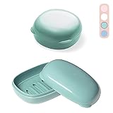 INSPUTOL Caja de jabón de Viaje de 2 Piezas, contenedor de jabón de plástico, Soporte portátil de Viaje con Tapa y Drenaje para Viajes, Senderismo, Familia, Ducha, baño, Escuela, Gimnasio (Verde)