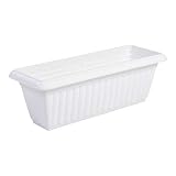 Iris Ohyama, Maceta, jardinera delgada con sistema de drenaje/reserva de agua, para la jardinería - Slim Planter Relief500 - Blanco