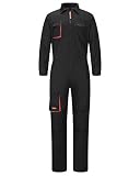 Yukirtiq Pantalones con Peto de Trabajo para Hombre, Ropa de Trabajo Mono de Trabajo para Mecánicos, para jardín y Garaje, para Mantener Limpio, Negro, S
