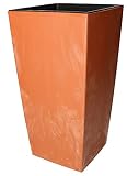 KOTARBAU Maceta 170 x 170 x 325 mm, imitación de hormigón, terracota + pieza decorativa