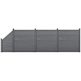 neu.holz Valla de jardín de WPC Panel de Valla Elemento de Valla Pantalla de privacidad 183 x 625 cm Gris
