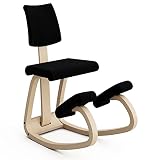Varier Silla ergonómica con Respaldo Acolchado, Madera Poliestireno, Negro, 91.4x50.6x78.9 cm