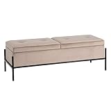 Banqueta baúl Zapatero de Terciopelo y Metal Taupe de 123x40x43 cm - LOLAhome