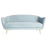 Shiito - Sofá 2 plazas poliéster con Patas en Metal y Terciopelo en Color Turquesa 174X84X79. Modelo MB 162868