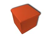 Stilia, Baúl Puff de Almacenaje, Taburete Acolchado y Plegable de Cuero, 38x38x38 cmts, (Naranja), 38 x 38 x 38 cm