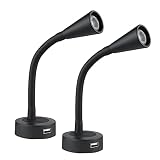 acegoo 12V Lámpara de Cama Cuello de Cisne Flexible 3200K Avec chargeur USB y Interruptor Dimmer para Caravana Barco Camión Remolque Interior