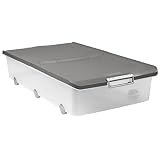 Tatay Caja Almacenaje Multiusos con Tapa, Bajo Cama, 63 L de Capacidad, Con Asas y Ruedas, de Polipropileno, Libre de BPA, Gris, Medidas 45 x 77 x 18 cm