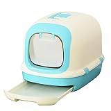Pawhut Arenero para Gatos Caja de Arena con Asa de Transporte Doble Fondo Bandeja Extraíble Pala y Filtro de Carbón Activo 63x43x43 cm Beige y Verde