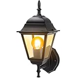 Aigostar Farolillo de exterior, impermeabilidad IP44 y casquillo gordo 27. Aplique de exterior con pantalla transparente. Lámpara de pared exterior perfecta balcones, porches,(bombilla no incluida)