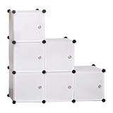 WOLTU Armario Modular Estantería por Módulos DIY, Armario de 6 Cubos con Puertas, para Almanceje de Ropa, Juguetes, Zapatos 96x30x96cm Blanco SR0056ws