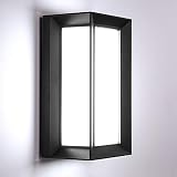 Lightess 18W IP66 Apliques de Pared Exterior LED Lámpara de Pared Moderna Impermeable Luz Simple Suave 1800lm 6500K Blanco Frío Iluminación para Balcón, Pasillo, Corredor, Baño, Jardín, Negro