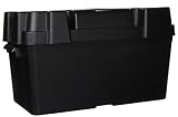 Büttner Elektronik Caravan Black Plastic 110amp Leisure Battery Box with Straps and Divider