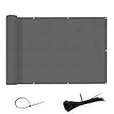 AXT SHADE Pantalla Balcón Jardín Protección de Privacidad Opaca Polyster，90x600cm Pantalla de PES/Ataduras de Cables Conectadas/Antracita