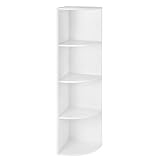 VASAGLE Estantería para Esquina de 4 Niveles, Estantería de esposición Independiente, Librería de Madera, para Cocina, Dormitorio, Sala de Estar, Estudio, Blanco, LBC42WT