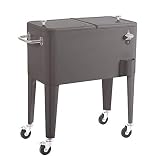 Nevera porta hielo para barbacoa de acero de 56 litros (Gris)