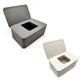2 Piezas Porta Toallitas Bebe, Caja para Toallitas, Toallitas Dispensador de Toallitas Humedas Contenedor con Tapa Sello, para Escritorio Hogar - Blanco/Gris