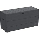 Ezooza Baúl de exterior de PVC Duramax 116,5 x 45 x 56 cm de 270 litros, color gris, resistente a la intemperie y sin mantenimiento