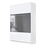 SMARTBett Standard 140x200cm Vertical Blanco Alto Brillo/Blanco Alto Brillo & Antracita Alto Brillo Cómodo | Cama Abatible, Cama De Pared, Cama Plegable, Cama Oculta