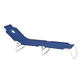 LOLAhome Tumbona Playa Plegable de 3 pies Azul Marino de Lona de 24x53x186 cm