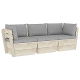Tidyard Conjuntos Sofa Exterior Patio Sofá de palets de jardín 4# 3 plazas con Cojines Madera de Abeto
