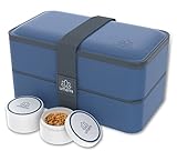 UMAMI Lunch Box Premium - 1 Recipiente 3 Cubiertos - Tupper Compartimentos Estilo Bento Box Japonés - Porta Alimentos Hermético - Sin Residuos – Microondas y Lavavajillas – Comida En Casa / Trabajo