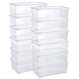 Grizzly 12 x Caja de Almacenaje con Tapa de 5 L - Cajón de Plástico Transparente Apilable - Caja Multiusos Organizador de Armarios para Ordenación de Ropa