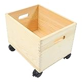 Caja de Madera con Ruedas de Almacenamiento de Juguetes: Caja de Madera Decorativa para Almacenamiento Organización de Contenedor de Pantalla