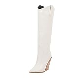 Luckycat Botas para Mujer Zapatillas de Moda Botas Altas Cavalier Flexible Mujer Codones de Saten Talón Tacón Ancho Alto 3.5 CM - Plantilla Forrada de Piel