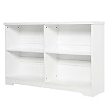 HOMCOM Estantería de Madera Librería Biblioteca de 4 Compartimentos con Baldas Ajustables para Libros Archivos 118,2x29,5x76,5 cm Blanco